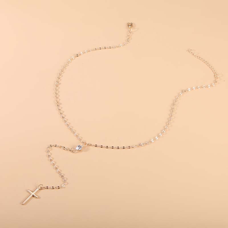 Vintage Gold Cross Pendant Necklaces for Women Girls Simple Metal Clavicle Chain Charm Necklace Jewelry Gifts