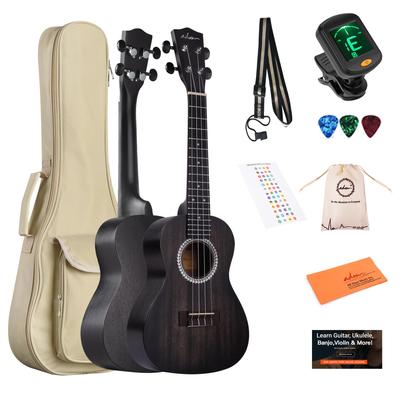 ADM Concert Ukulele Mahogany Beginner Ukulele Set включает в себя накладку на гриф и чехол для хранения, 23" - чехол, тюнер, ремень, наклейка, медиатор,