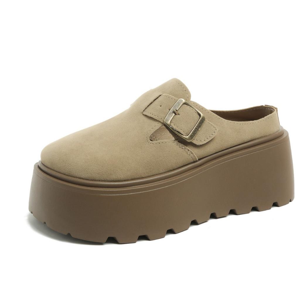 Height-increasing Platform Bag Head Half Slippers Women's Outer Wear 2025 New Spring Small Man One-pedal Birkenmuller Shoes