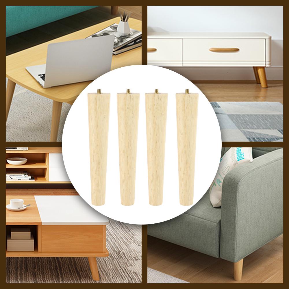 4/8Pcs Wooden Furniture Legs 8/15/20/25cm Oblique/Straight Table Feet Non-slip Chair Feet with Accessory Protective Pad for Sofa