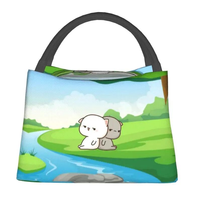 Индивидуальный романтический персиковый и гома моти кошка сумка для обеда женская сумка-холодильник термоизолированный ланч-бокс для офисных поездок