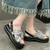 Fashion Elegant Print Sandals for Cross Band Woman Thick Bottom Platform Sandles Buckle Strap Sandalias Lightweight Soft Non Slip Shoes