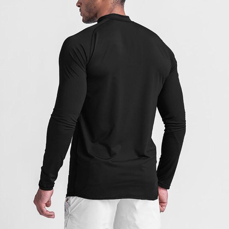 Muscleguys Новые поступления Спортивные футболки с длинными рукавами и высоким воротом Тонкие осенние футболки Slim Fit Мужская одежда для фитнеса