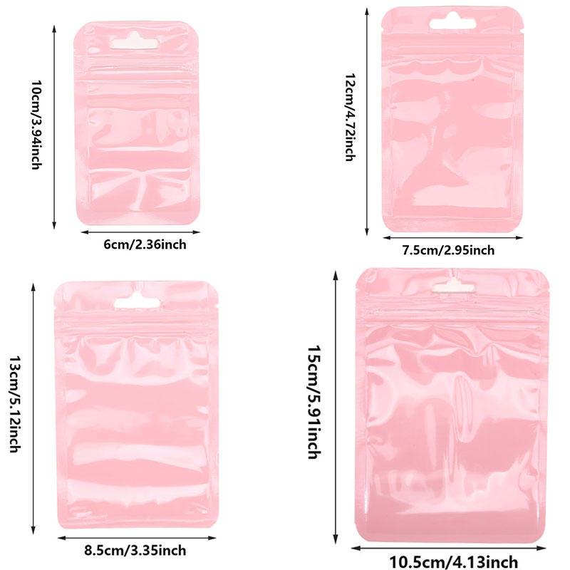 100pcs Macaroon Candy Colors Jewelry Bags For Necklace Earrings Ring Hair Clip Travel Plastic Jewelry Package Storage Bag