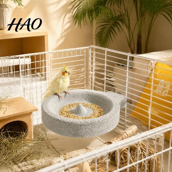 Small Bird Pet Supplies Pumice Food Bowl, 2-in-1 Stone Feeder Water Dish, Parakeet Bowl Birdcage with Screw Mount for Parakeets Finches Canaries