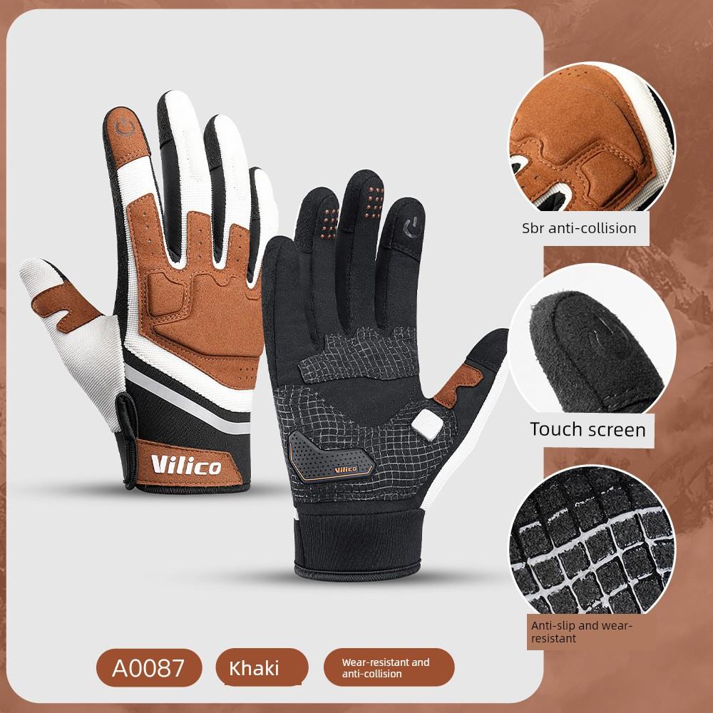 Cycling Gloves with Touch Screen Capability for Autumn and Winter Outdoor Sports, Warm, Non-Slip, Wear-Resistant, Shock-Absorbing, and Collision-Proof