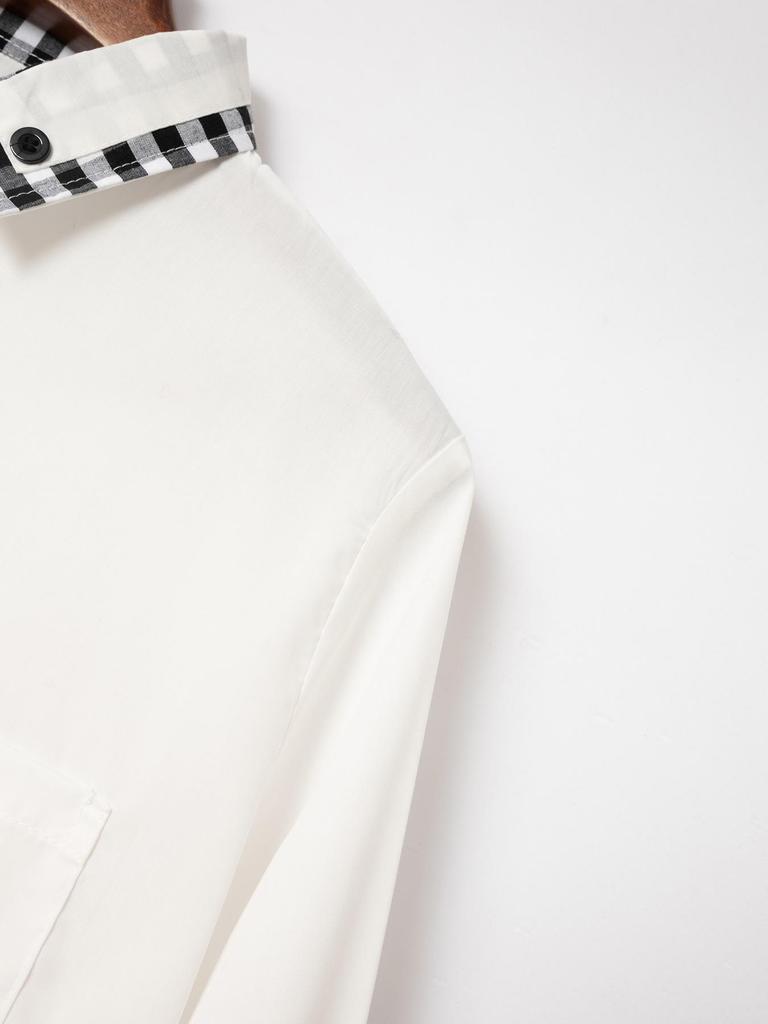 Мужская клетчатая рубашка в деловом стиле с цветными блоками, повседневная, облегающая, с длинным рукавом, для весны и осени