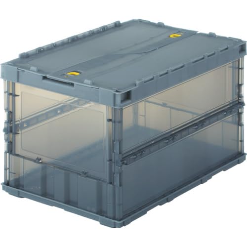 TRUSCO Thin Foldable Container, Skeleton Container, Storage Case, Storage Box, with Locking Lid, Transparent Black, 50L, 2-Pack (TSK-C50B-BK)