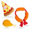 Set of 3 Dog Toys Fried Chicken With Vocal Function For Small and Dogs Durable and Chewable Pizza, Sausage, Medium-sized