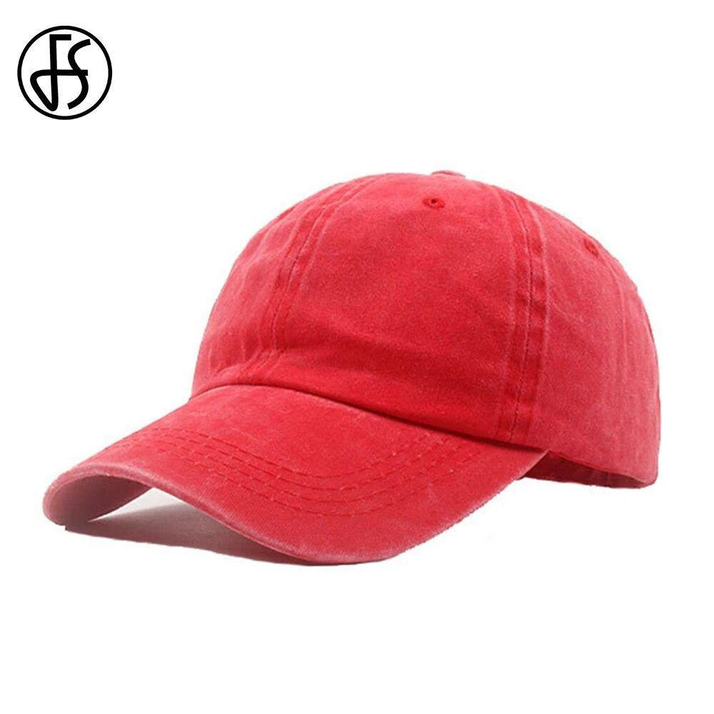 High Quality Red Washed Denim Hat For Men Women Snapback Hip Hop Caps Outdoor Sports Plain Summer Baseball Cap Casquette