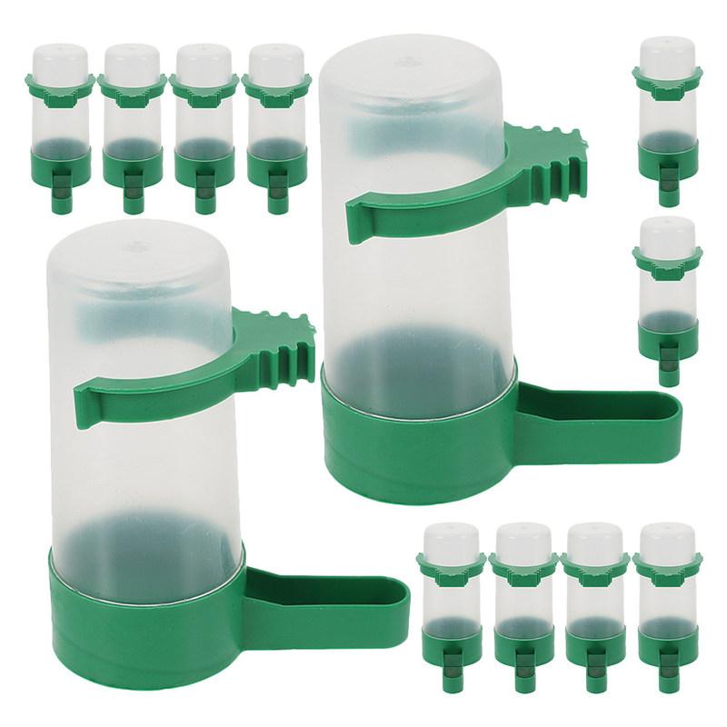 12Pcs Bird Cage Water Dispenser Automatic Spillproof ABS Material Easy Clean for Parakeet Pigeon Quail Parrot Pet Drinking