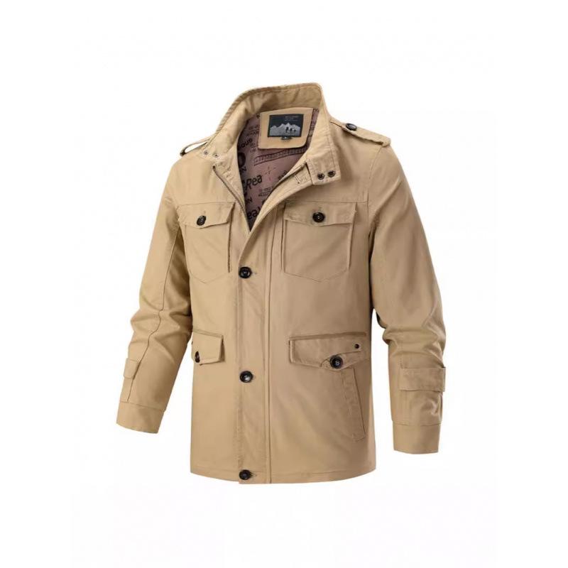 Весенне-осенняя мужская термокуртка для среднего и молодого возраста, хлопковая повседневная свободная куртка на молнии, летная куртка