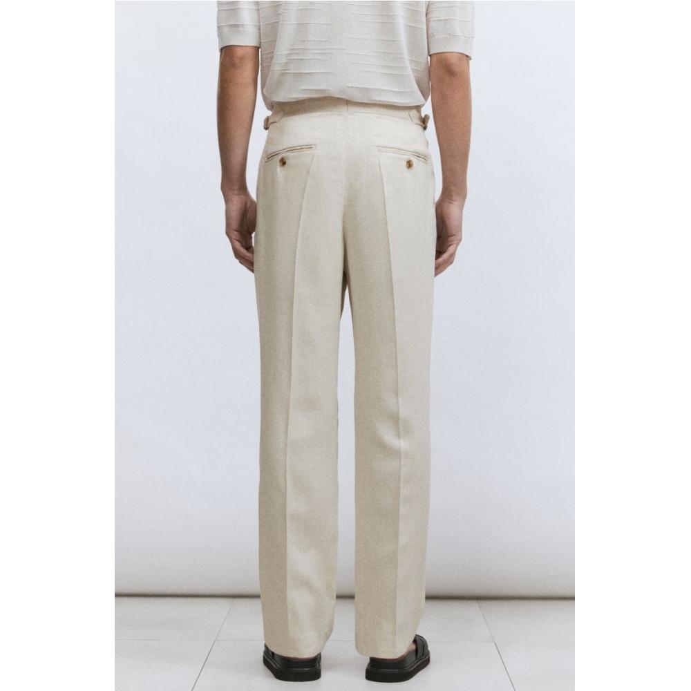 H M Linen Blend Suit Pants Regular Fit ligHt Beige