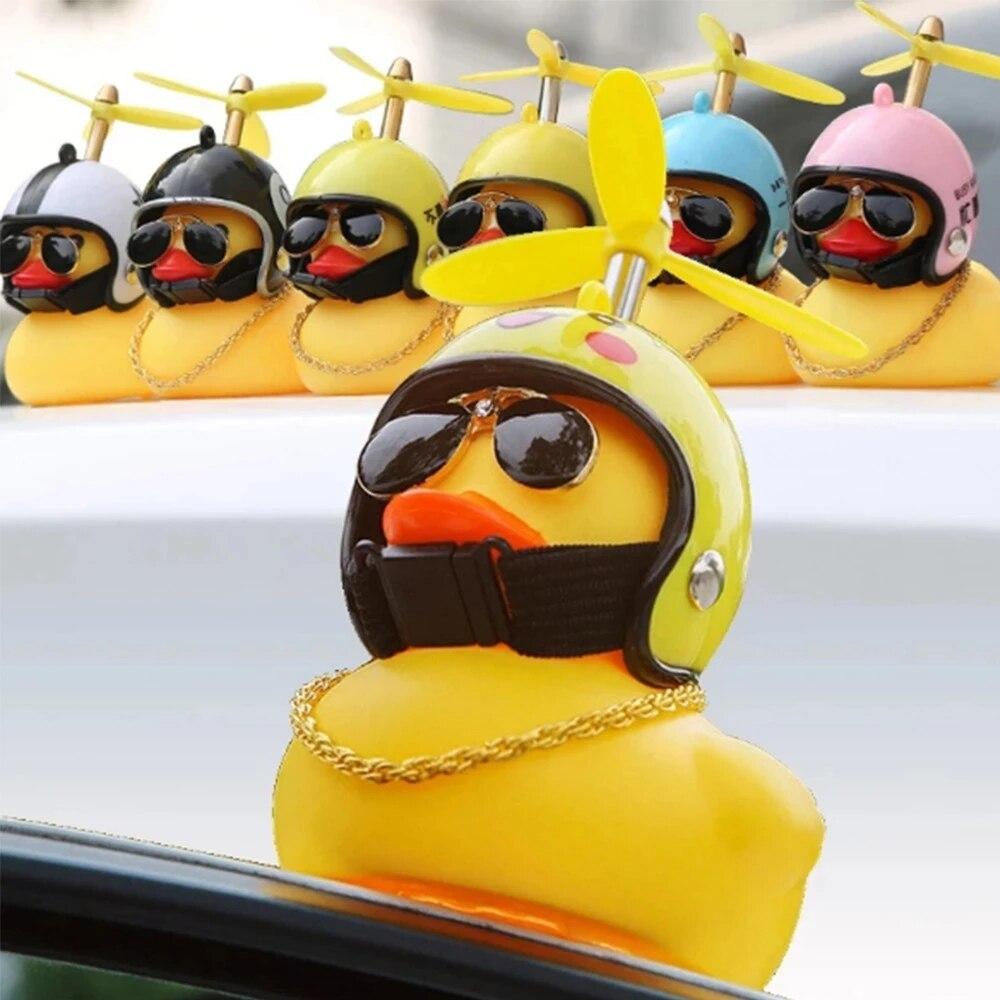 Lovely Duckling In The Car Ornament With Helmet Chain Car Interior Accessories Decorations Auto Dashboard Toys Duck In The Car