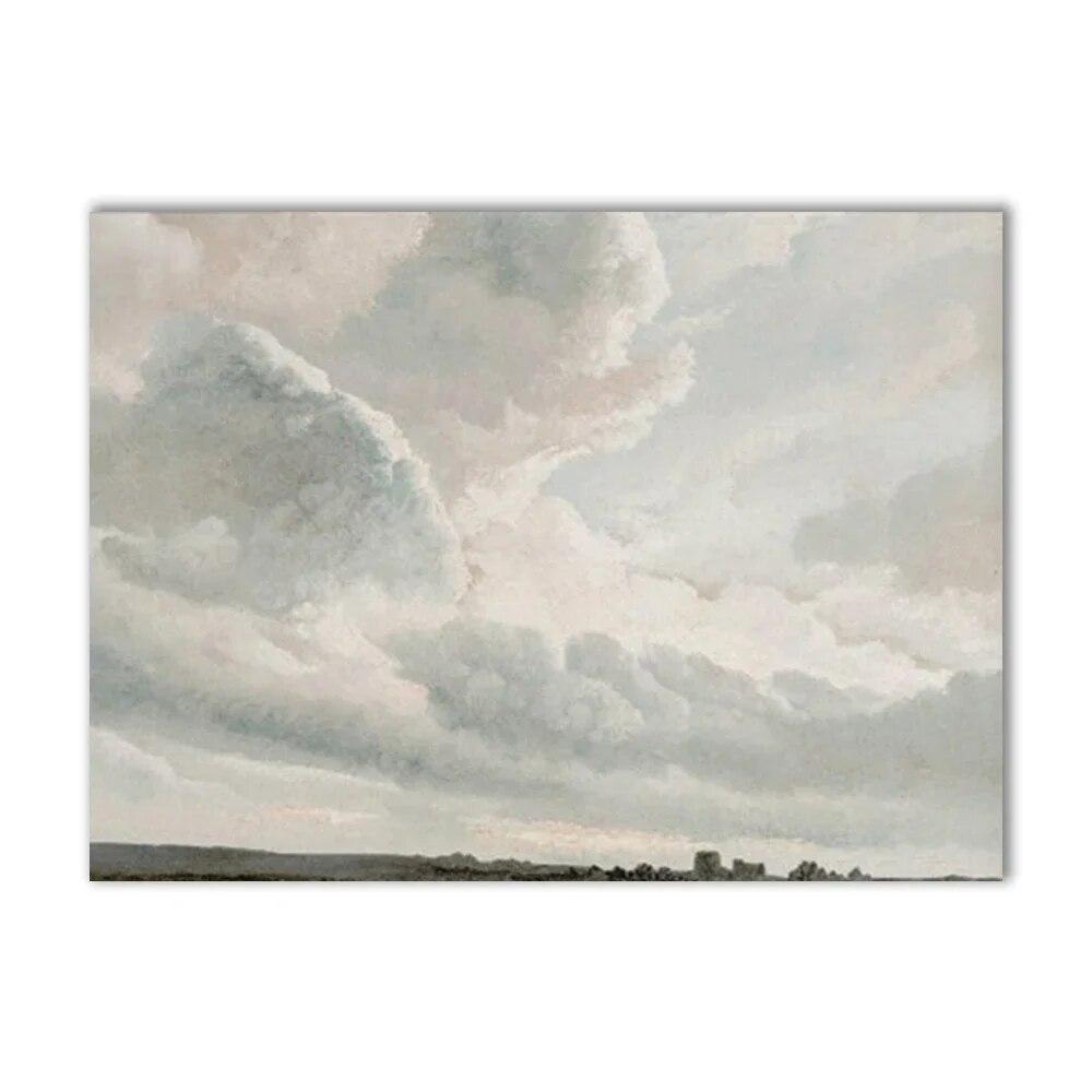 Винтажная галерея, настенный принт, озеро, облака, пейзаж, цветок, холст, картины, плакаты на скандинавскую тему и принты, украшение для гостиной, дома