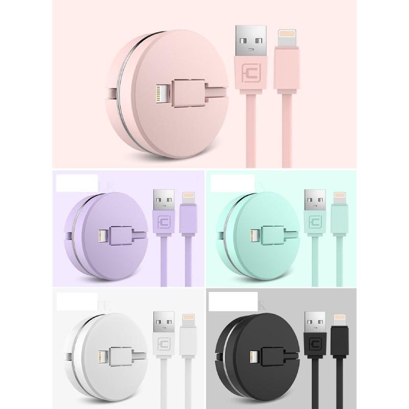 Round Retractable Box Data Cable Multi Functional Charging Cable Iphone For