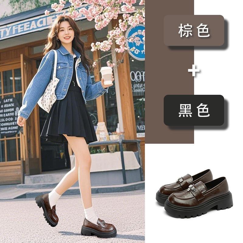 Подошва из пены, подкладка из овчины, женские осенне-зимние новые кожаные одинарные туфли на толстой подошве, универсальные маленькие кожаные туфли