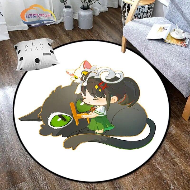 Круглый ковер с рисунком аниме Suzume, декоративный круглый коврик с 3D принтом для детей или девочек, коврик для спальни, гостиной