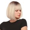Женский натуральный короткий градиентный розовый парик бобо с прямой челкой