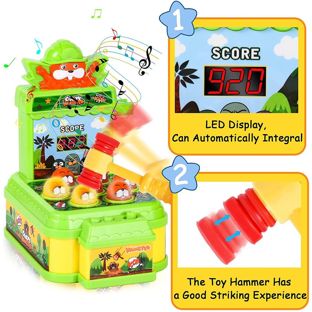 Mini Whack A Mole Game,Hammering Toys,Mini Electronic Arcade Game for Toddlers Ages 3 and Up,Developmental Game Interactive Toy Gift for Boys Girls