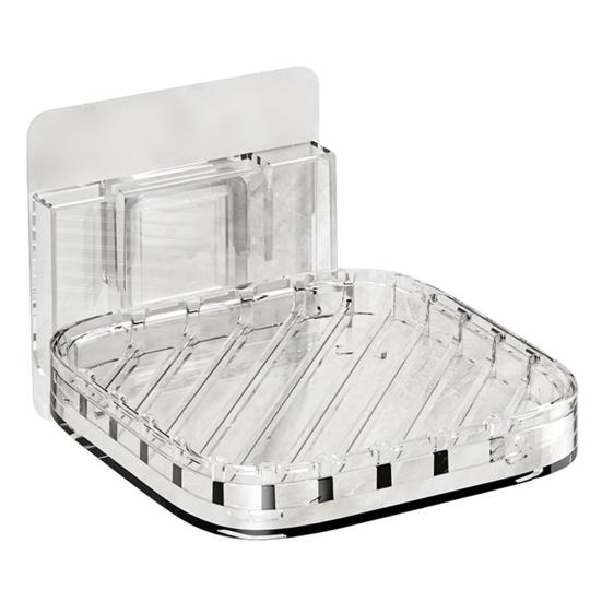 Wall-mounted Soap Box with Removable Drainage Tray Strong Load-bearing Self Adhesive Easy