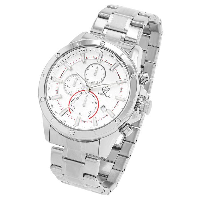 Montre homme - Pierrini ligne signature - Acier inoxydable 46 mm - Chronographe quartz - 3 ATM