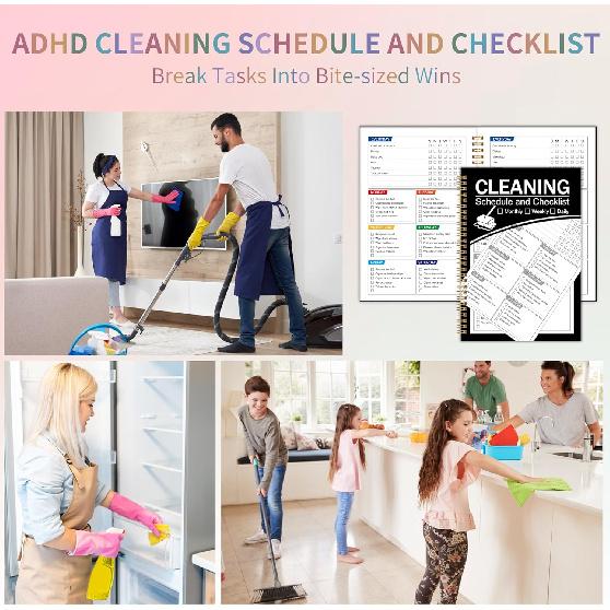 ADHD Cleaning Planner, Cleaning Schedule and Checklist, Undated Daily and Weekly Household Cleaning Checklist Planner, Organize Your Home to Keep