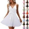Women's Fashion Casual V-Neck Ruffle Casual Straps Sleeveless Dresses