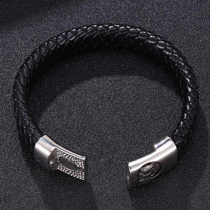 Fashion Men OWL Leather Bracelet Stainless Steel Clasp Fashion Bangles Jewelry Pulseras Hombre