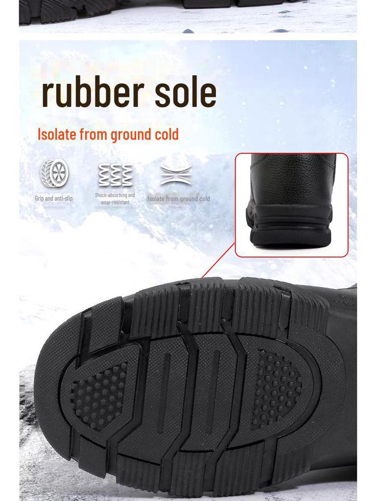 Мужские зимние высокие нескользящие ботинки для снега с подкладкой из шерсти и меха