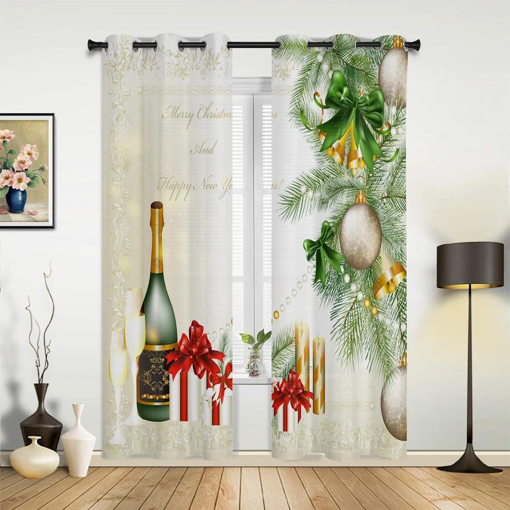 Рождественская елка Подарочные колокольчики Деревня Снег Оконные шторы Декор для дома Спальня Кухня Гостиная Рождественские украшения Рождественские подарки