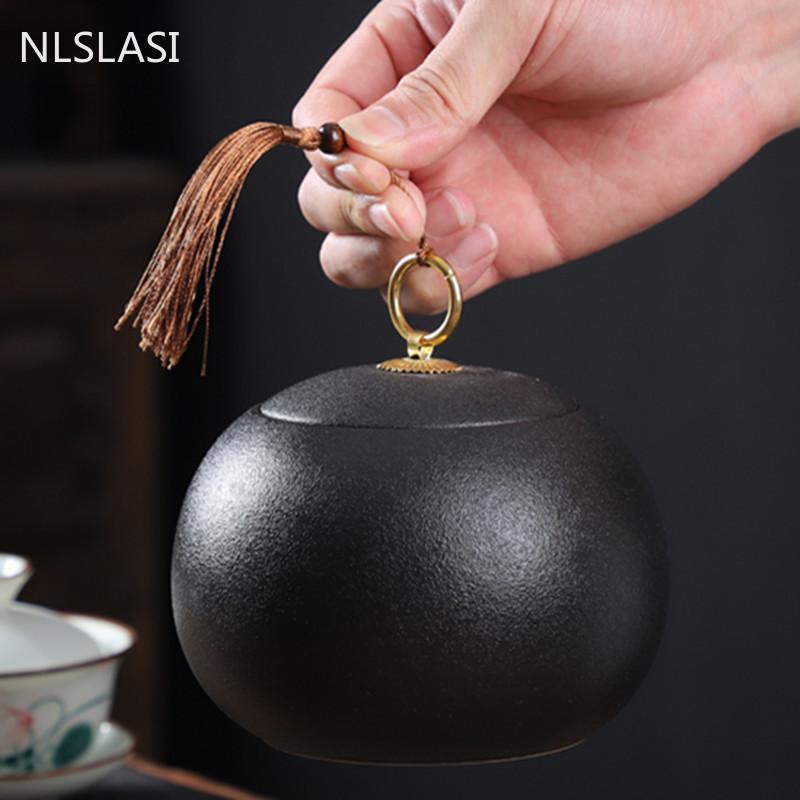Домашние влагостойкие банки, чайный столик, керамическая чайница, кухонный контейнер для хранения зерна, аксессуары для чайной церемонии ручной работы