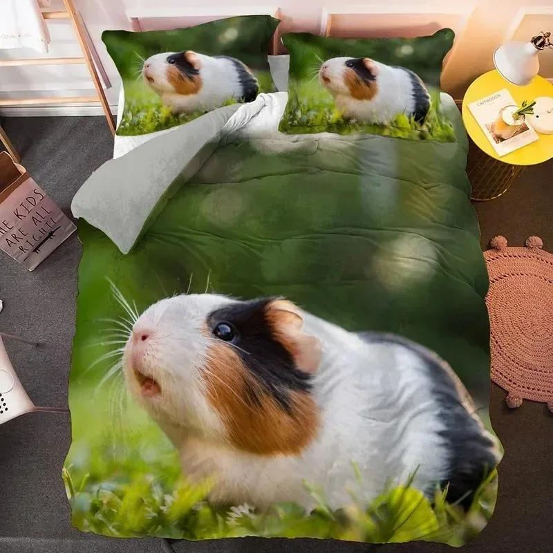 New Guinea Pig Bedding Set Cute Mouse 3D Duvet Cover Animal Comforter Cover for Kids Teen Soft Twin Polyester Quilt Cover