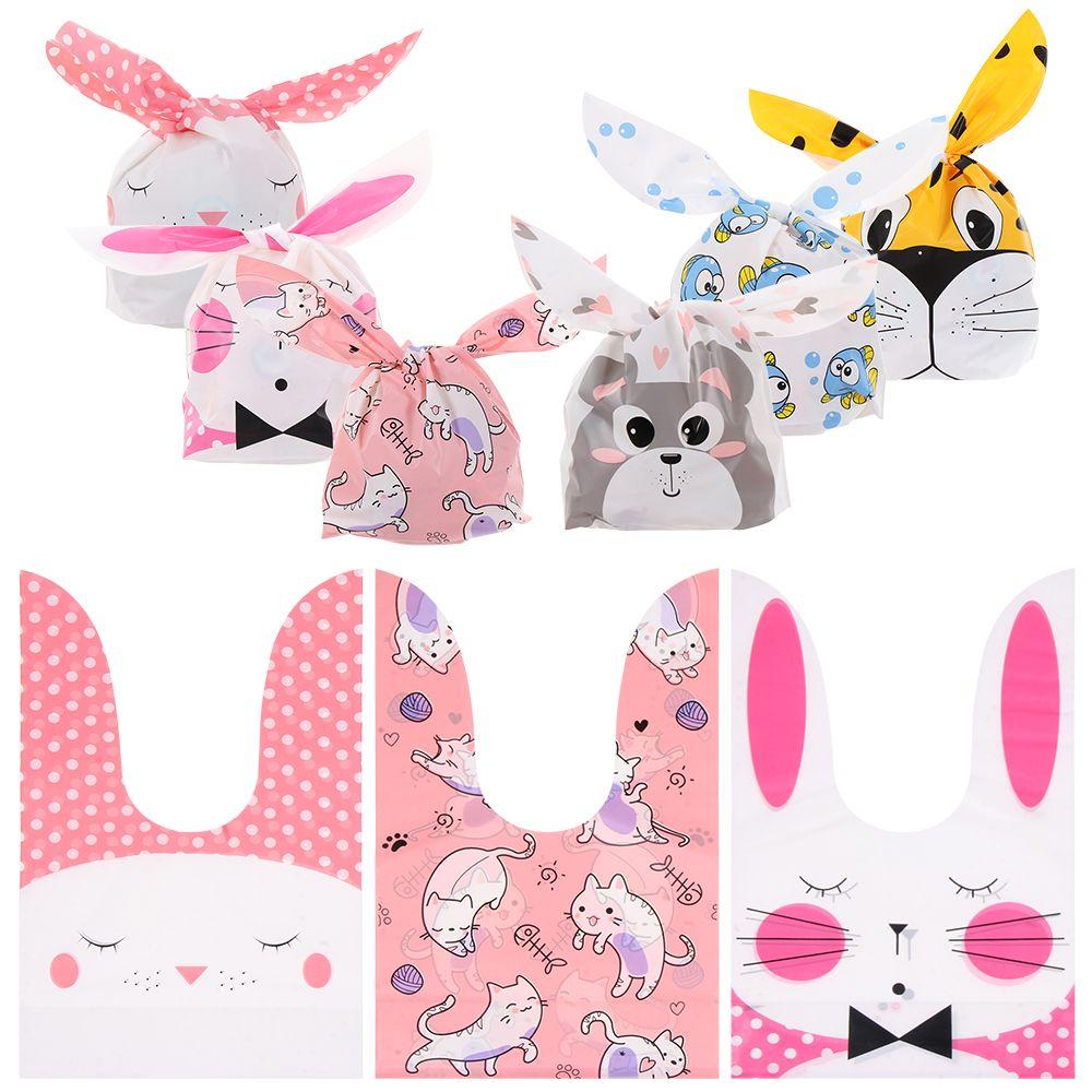 10PCS Gifts Bunny Ear Party Supplies Easter Rabbit Biscuit Package Candy Bag Rabbit Cookie Bags