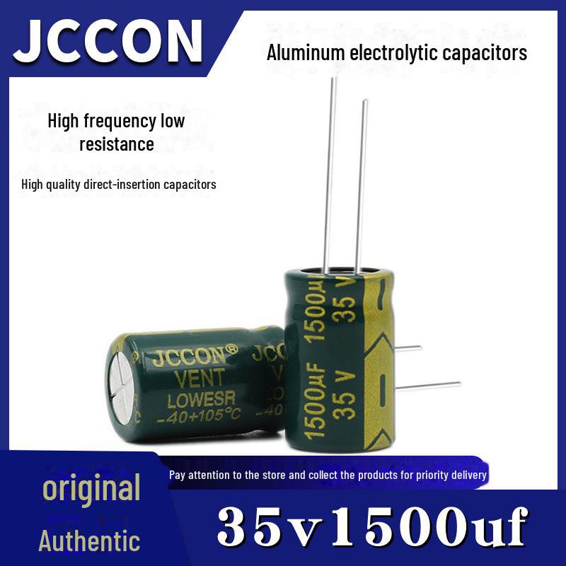 35V 1500uF JCCON Green Gold Low Resistance Aluminum Electrolytic Capacitor 13x21 for Switching Power Supplies