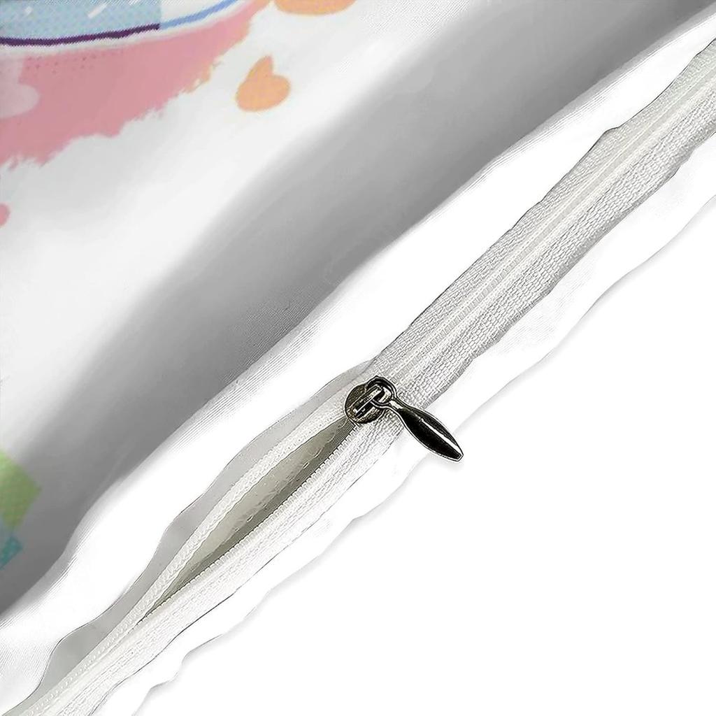 Мультяшный принт Кирби Постельное белье Пододеяльник, Набор из 2 предметов Пододеяльник Подходящая наволочка с застежкой-молнией Мягкая микрофибра Односпальный