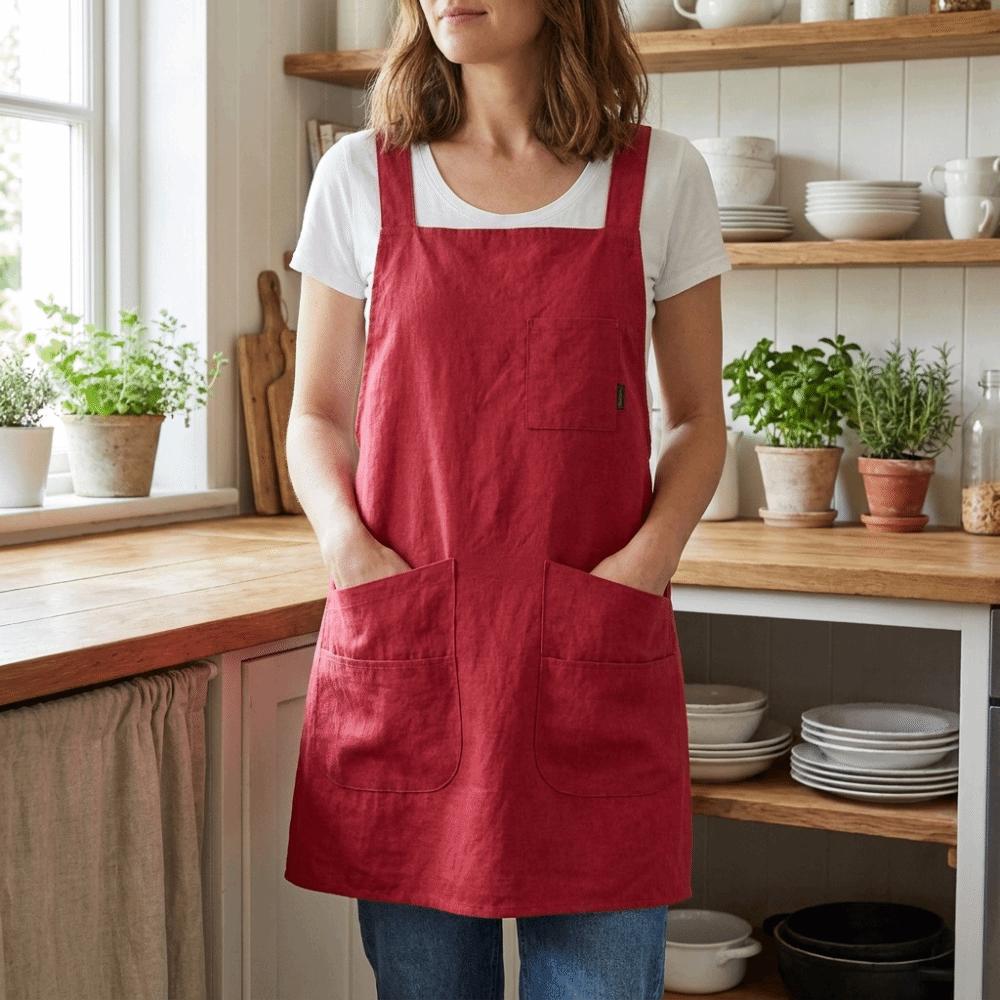 Breathable Sleeveless Apron Oil-Proof with Pocket Dirt-Resistant Workwear Comfortable Soft Catering Apron Baking