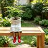 1Pc Cute Resin Suspended Flower Pot, Featuring A Red Rain Boot Design, With A White Grid Base Suitable For Succulents, A Creative Desktop Flower Pot