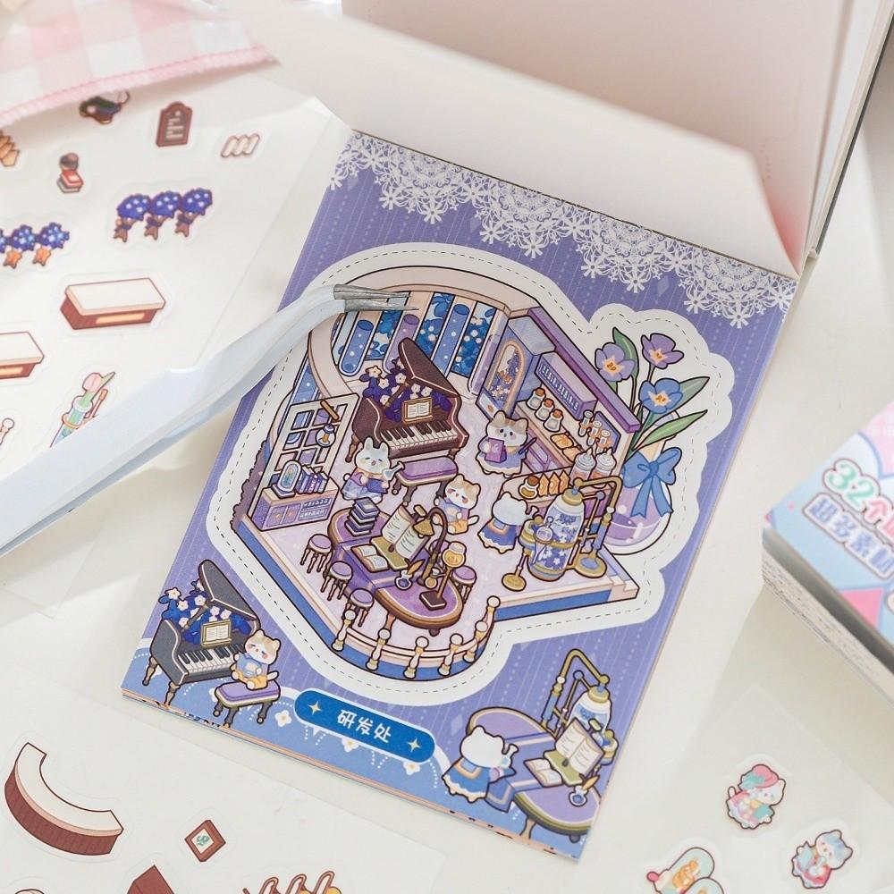 Miniature Scene 3D Scene Stickers 3D Cartoon Stickers Creative DIY Sticker Book Festival Gift