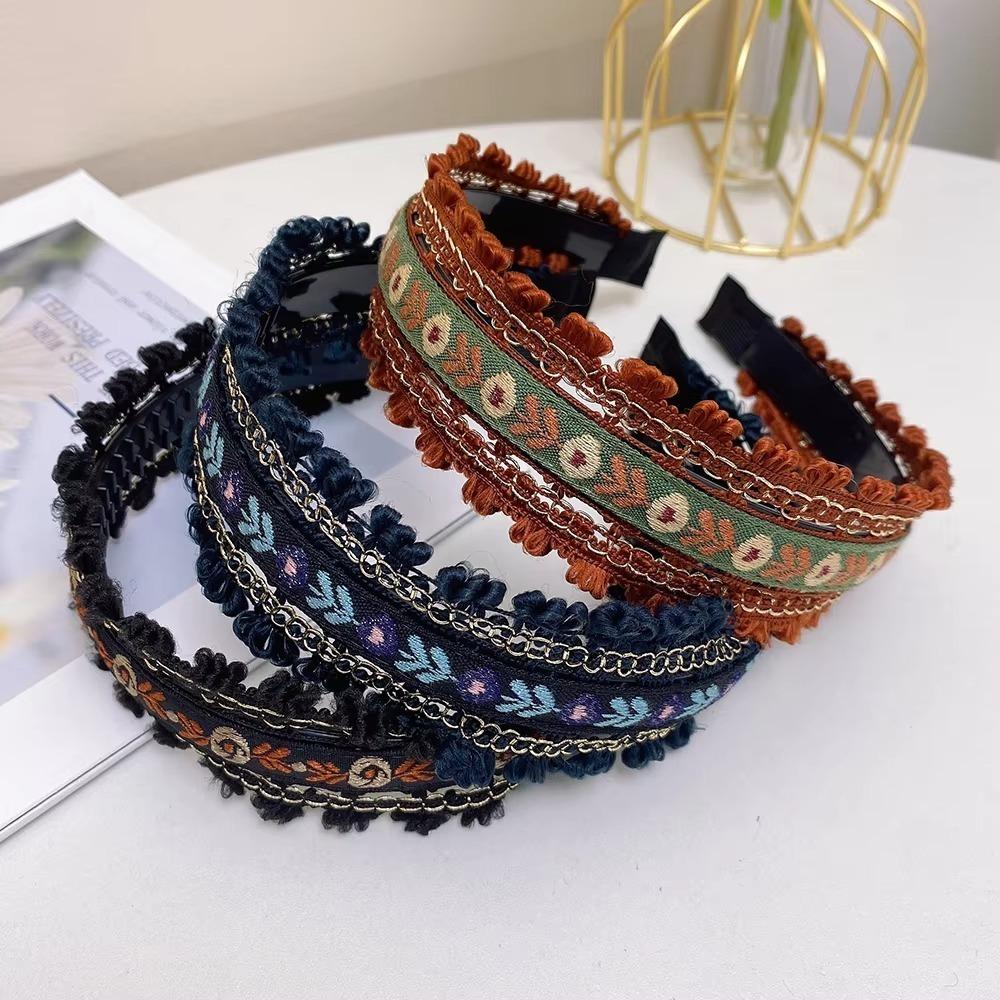 Retro Style Head Hoop Boho Headdress Hair Accessories Embroidery Headband  Women Girls