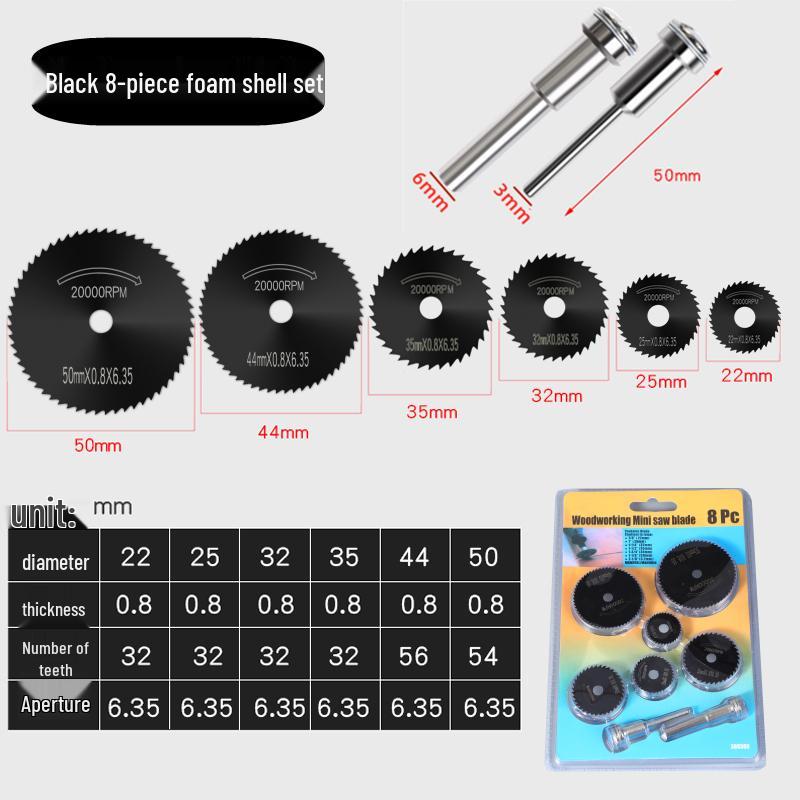 High-Speed Steel Circular Saw Blade Set for Wood, Plastic & Metal - Miniature Size for Hand Drills & Electric Grinders