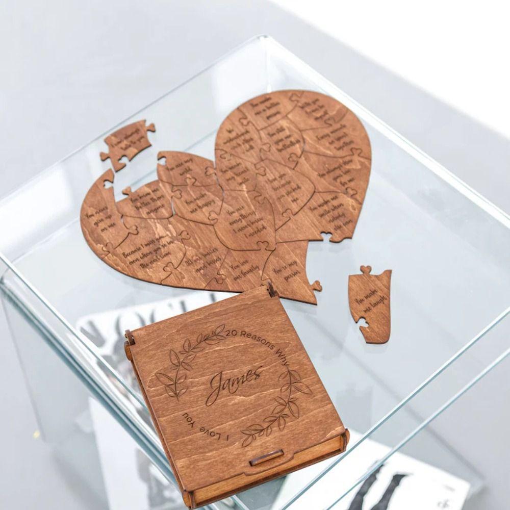 20 Reasons Wooden Love Puzzle Why I Love You Valentine's Day Memorial Gift  Mother's Day Gift