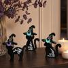 Halloween Party Decor 3Pcs Decoration, Black Cat Ghost Witch Hat Table Decor, Rustic Farmhouse Wooden Centerpieces for Home Office Tiered Tray