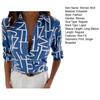 Women Shirt Lapel Long Sleeve Shirt Geometric Pattern Slim Fit Tops Single Breasted Shirt Streetwear