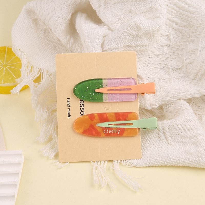 2-Pack Juice Series Hair Clips for Girls, Invisible Clips, Duckbill Clips, Peach and Grape Hair Clips, Side Clips, Hair Accessories
