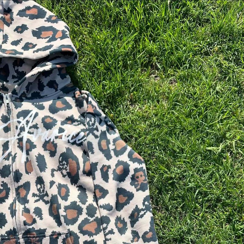 Модное и крутое худи в уличном стиле с персонализированным леопардовым принтом и буквенным принтом для мужчин и женщин