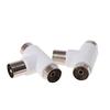 2Pc 2 Way Tv T Splitter Aerial Coaxial Cable Male To 2 Female Connectors Adapter