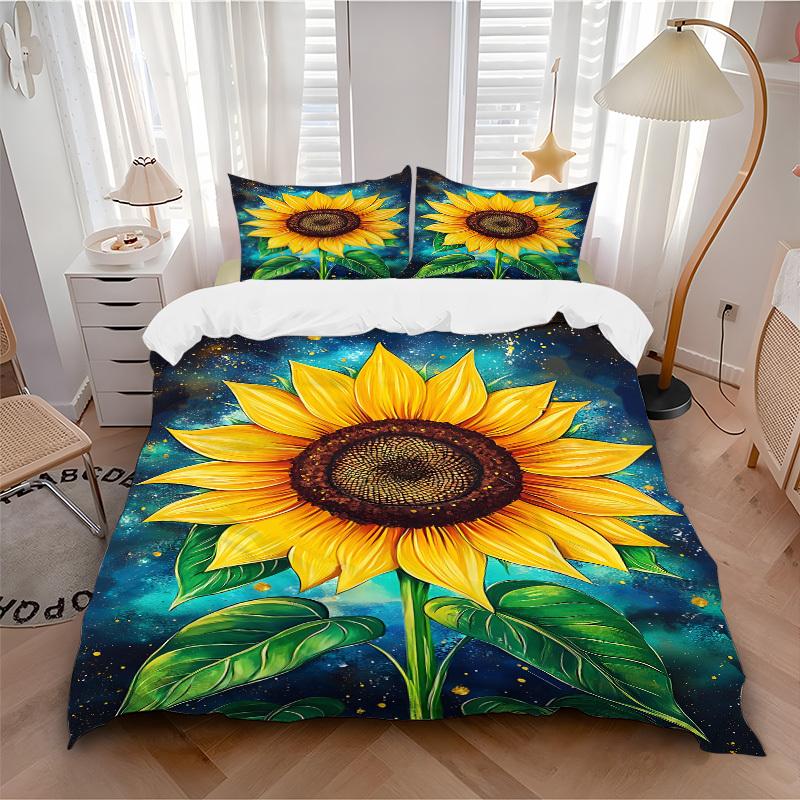 3pcs Sunflower Duvet Cover Set, Soft Comfortable Duvet Cover,Guest Room (1*Duvet Cover + 2*Pillowcase, Without Core) yy251104133