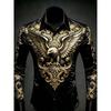 New Pink, Black, White, and Red Color Blocked Gilded Baroque Badge Long Sleeved Shirt Luxurious Palace Women's Shirt