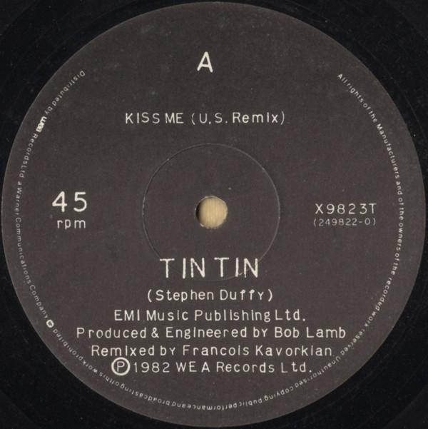 12-дюймовая пластинка TIN TIN Kiss Me США. Remix X9823T WEA 1984 UK Танцевальная Электроника Б/у